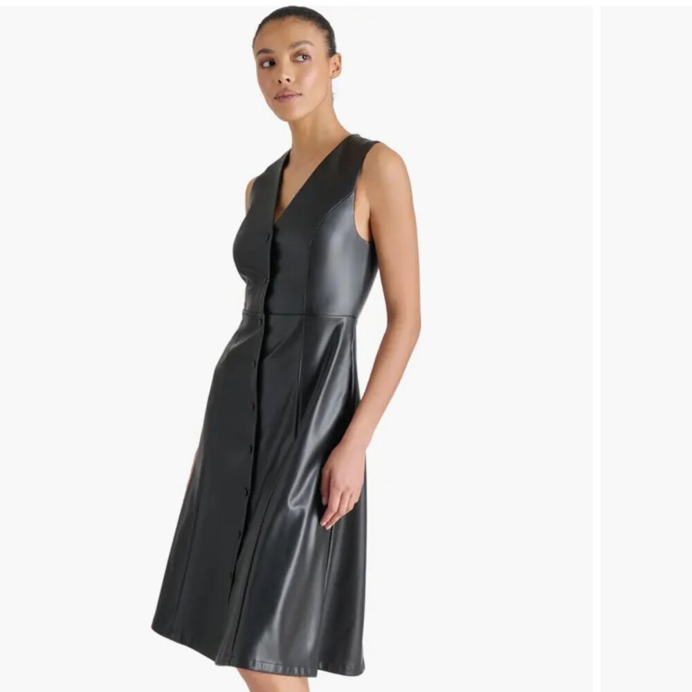 8 Steve Madden Bridgette Vegan Leather A-line Dress
